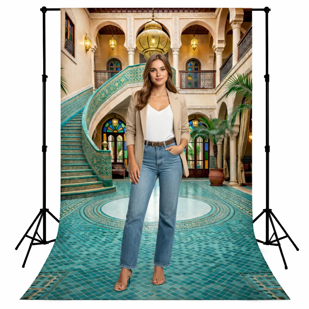 Royal Moroccan Palace Staircase Backdrop Hover