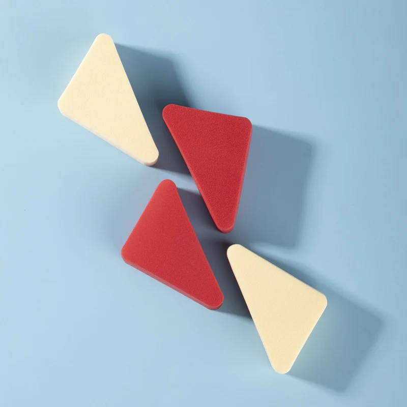 PAC Pressed Sponge (Triangle) (Red, Cream) (4 Pcs)