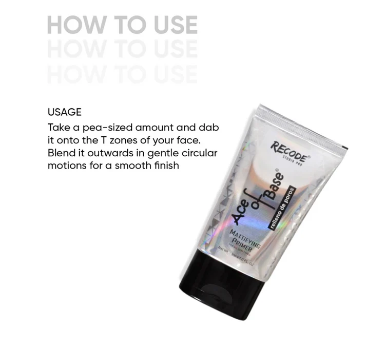 Recode Ace of Base Mattifying Primer for Face Makeup 30ml | Applicable on Oily & Dry Skin | Blurs Fine Lines, Wrinkles & Pores