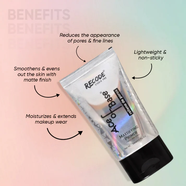 Recode Ace of Base Mattifying Primer for Face Makeup 30ml | Applicable on Oily & Dry Skin | Blurs Fine Lines, Wrinkles & Pores