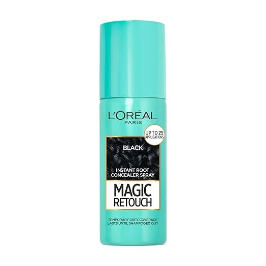 L'Oreal Paris Magic Retouch Instant Root Concealer Spray - Black, Volume-75 ml, For All Hair Types, Instant Grey Coverage, Water-proof, Transfer-proof & Quick-drying Formula