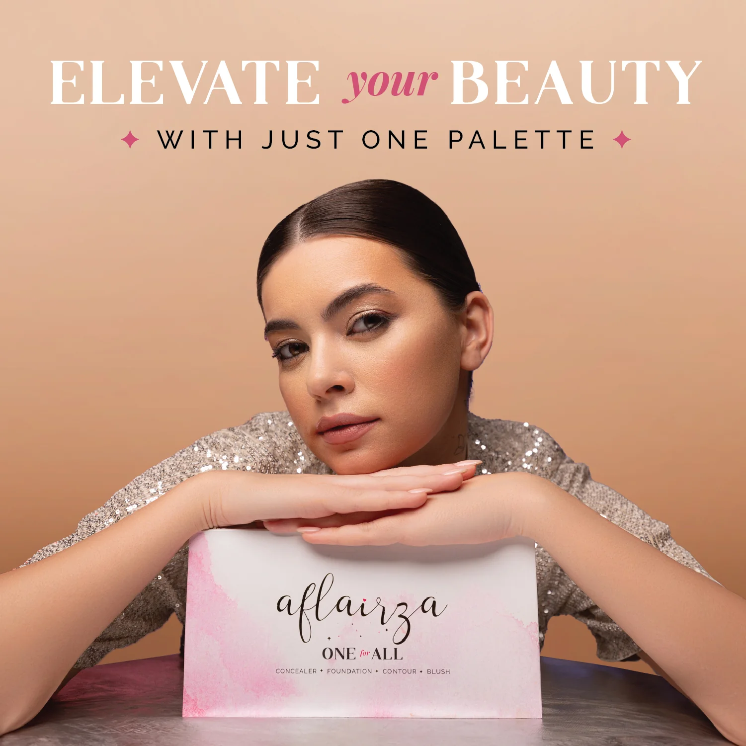 One for All Palette | 4-in-1 Foundation, Concealer, Blush & Contour | Travel-Friendly, Buildable Coverage | All-in-One Face Palette for Effortless Beauty | Use with Magic Drops for Best Results