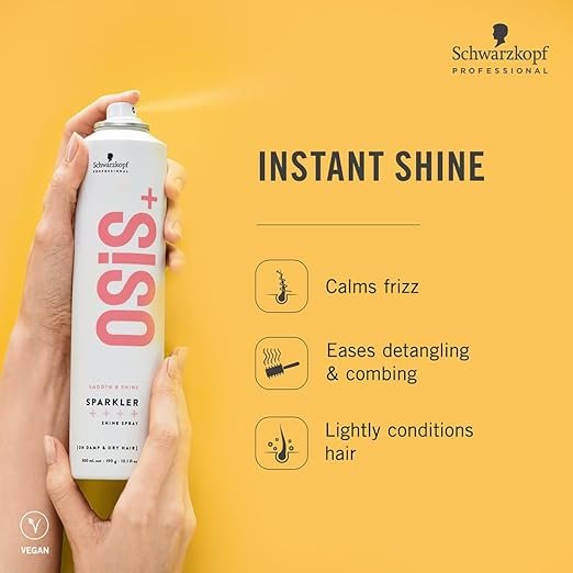 Schwarzkopf Professional OSiS+ Sparkler Shine Spray | Instant Shine & Lightweight Conditioning Spray for Men & Women | Anti-Frizz & Smooth Finish for All Hair Types - 300 ML