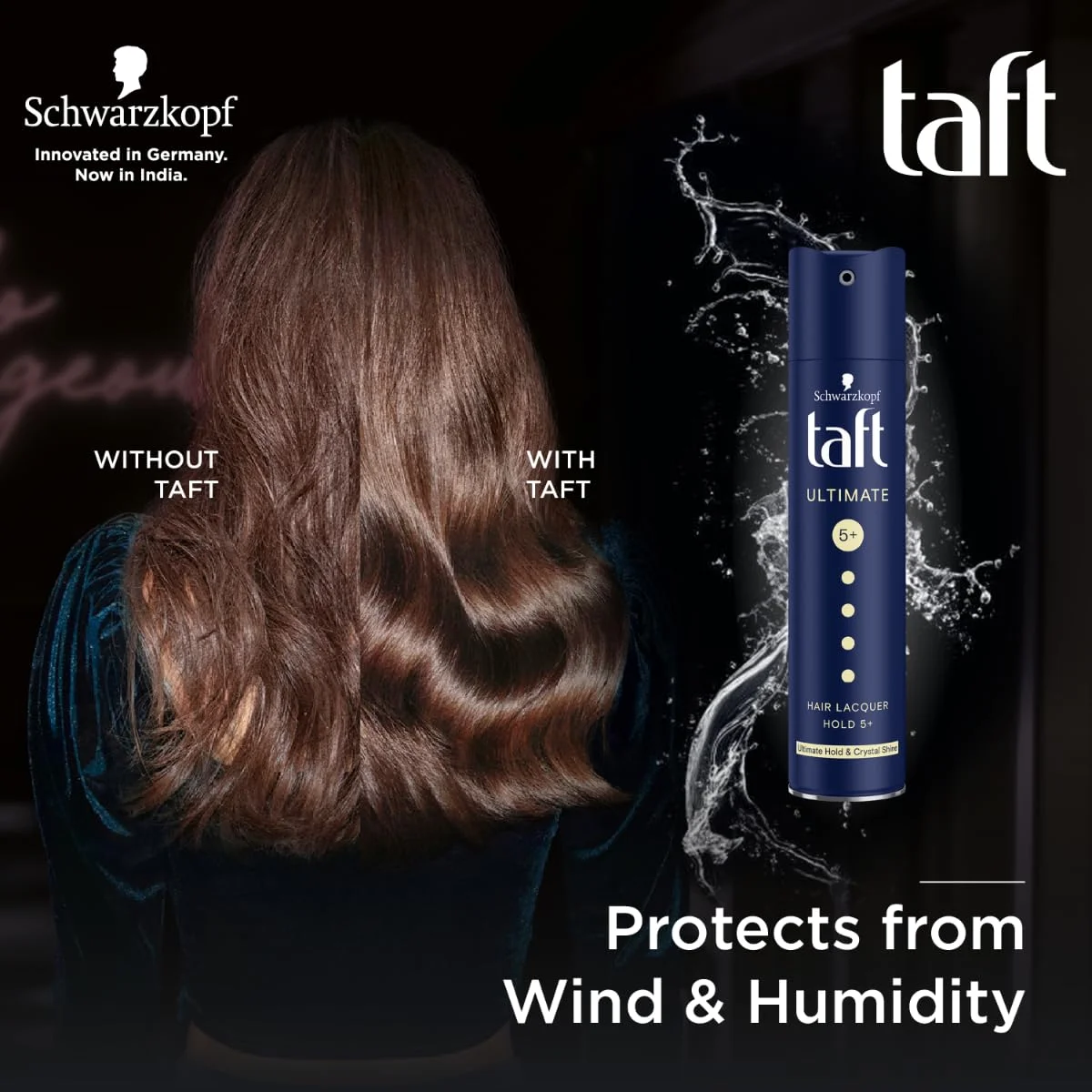 Taft Hair Polish Ultimate Hold & Crystal Shine, Hold Grade 5+ (250 ml), Styling Spray Provides Ultimate Hold and Radiant Crystal Shine for up to 72 Hours, No Residue