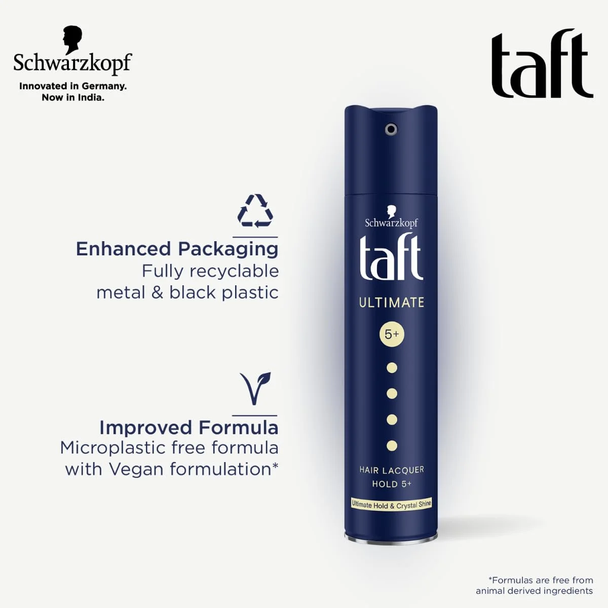 Taft Hair Polish Ultimate Hold & Crystal Shine, Hold Grade 5+ (250 ml), Styling Spray Provides Ultimate Hold and Radiant Crystal Shine for up to 72 Hours, No Residue