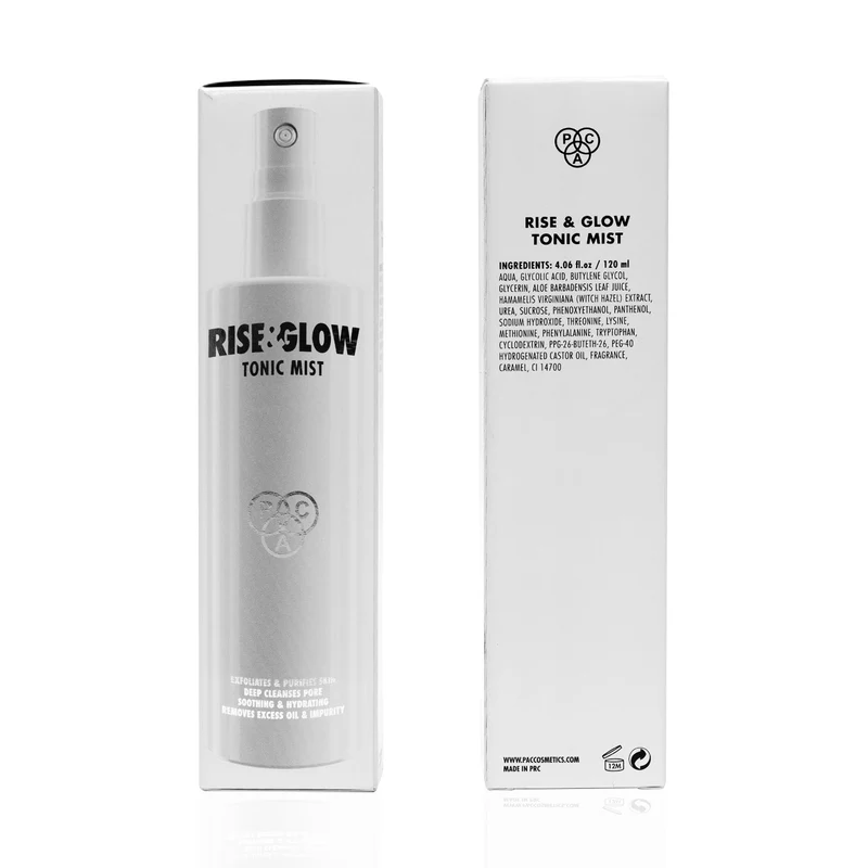 PAC Rise & Glow Tonic Mist  Multi- tasking primer mist for instant radiance  Net Weight : 120 ml