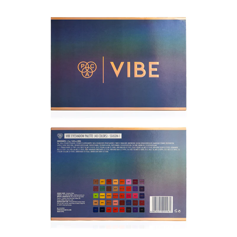 PAC VIBE Shadow X40 Eyeshadow Palette (1.2gm) – Season 1 | 40 Highly Pigmented Shades